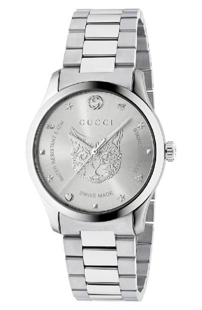 Gucci G-timeless Bracelet Watch, 38mm In Silver