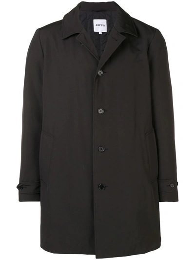 Aspesi Technical Shirt Collar Raincoat In Black