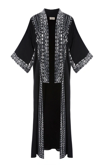 Temperley London Luminary Sequined Crepe Kimono In Black