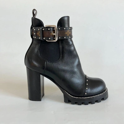 LOUIS VUITTON Patent Calfskin Monogram Star Trail Ankle Boots 39.5