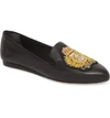 Veronica Beard Griffin Patch Flat Napa Leather Slip-on Loafers In Black Leather