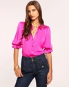 Ramy Brook Dina Button Down Bodysuit In Electric Pink