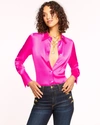 Ramy Brook Victoria Button Down Blouse In Electric Pink