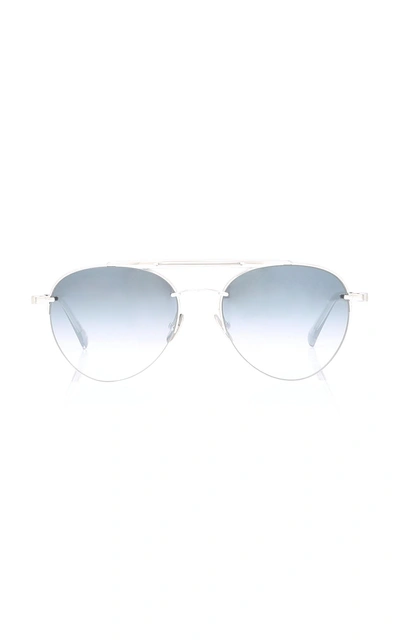 Mr Leight Rodeo Platinum-plated Aviator Sunglasses In Grey