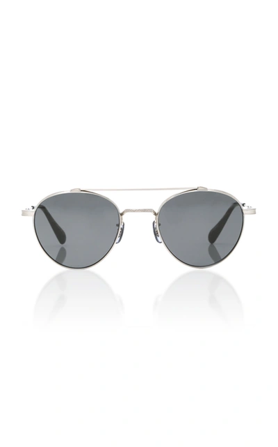 Oliver Peoples Watts Round Aviator Sunglasses In Silver