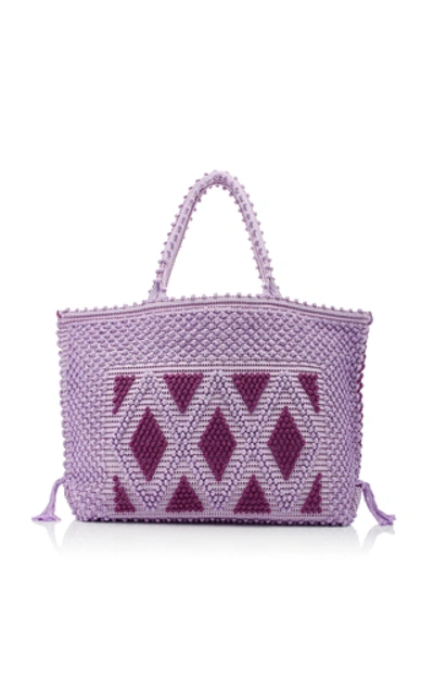 Antonello Large Capriccioli Rombi Woven Tote Bag In Purple