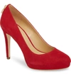 Michael Michael Kors Antoinette Platform Pump In Scarlet Suede