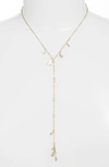 Kendra Scott Quincy Lariat Necklace W/ Cubic Zirconia In White Cz/ Gold