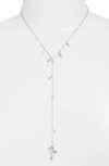 Kendra Scott Quincy Lariat Necklace, 14 In White Cz/ Silver
