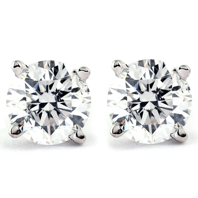 Pompeii3 1.00ct Round Brilliant Cut Natural Diamond Stud Earrings In 14k Gold Setting In White