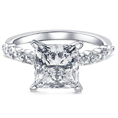 Pompeii3 Certified 4.59ct Princess Cut Diamond Engagement Ring White Gold Lab Grown In Multi