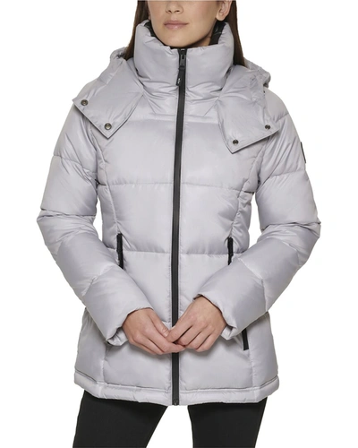 Kenneth Cole Cire Short Puffer Coat In Silver
