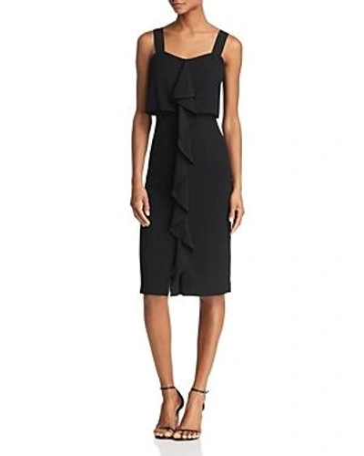 Adrianna Papell Ruffled Crepe Dress In Black