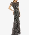 Js Collections Embroidered Trumpet Gown In Salmon Black