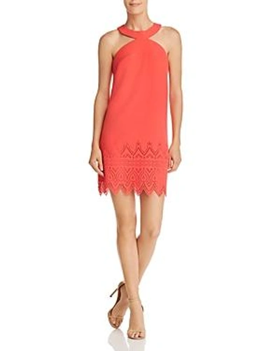 Laundry By Shelli Segal Sleeveless Laser-cut Dress In Hibiscus