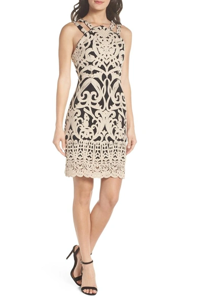 Foxiedox Embroidered Minidress In Off White/ Black