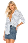 Sanctuary Steady Boyfriend Stripe Shirt In Indigo Stripe