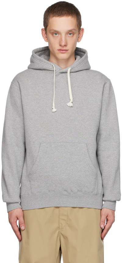 Beams Grey Drawstring Hoodie In H.grey