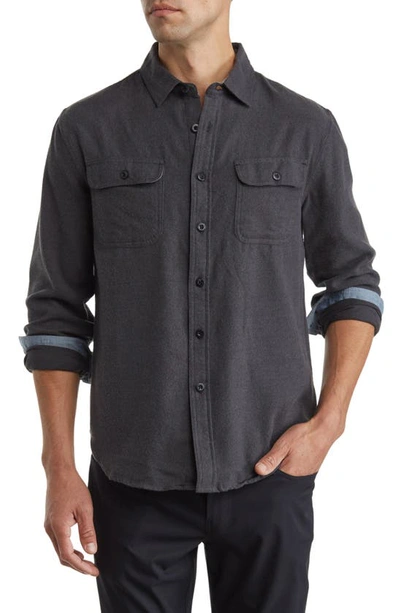Rainforest Brushed Flannel Overdyed Button-up Shirt In Charcoal