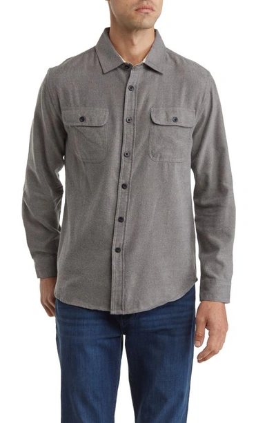 Rainforest Brushed Flannel Overdyed Button-up Shirt In Grey
