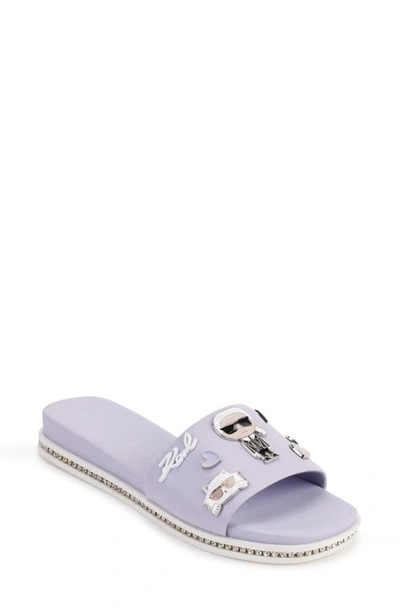 Karl Lagerfeld Jeslyn Cate Pins Embellished Slide Sandal In Periwinkle
