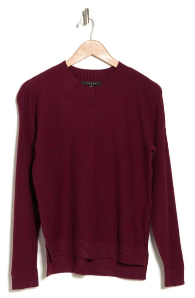 Cyrus High-low Crewneck Sweater In Red Mahogany