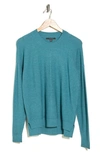 Cyrus High-low Crewneck Sweater In Teal Heather