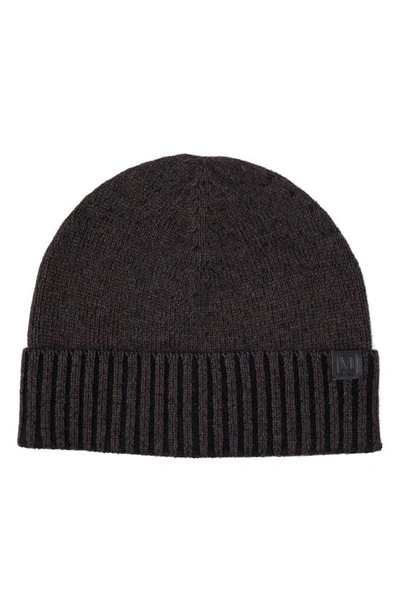 Bruno Magli Marled Ribbed Cuff Cashmere Beanie In Brown/ Black