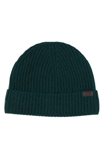 Hickey Freeman Cashmere Knit Cuffed Beanie In D. Green