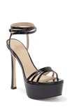 Stuart Weitzman Soirée 145 Platform Sandal In Black Patent