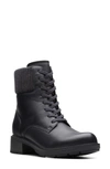 Clarks Hearth Sky Combat Boot In Black Leather