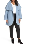 Tahari Marla Cutaway Wrap Coat With Oversize Collar In Pale Blue