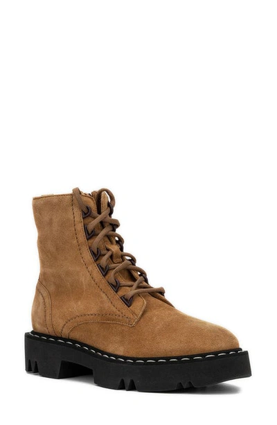 Aquatalia Harlyn Suede Combat Boot In Whiskey