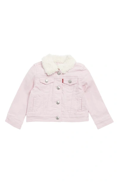 Levi's® Babies' High Pile Fleece Trim Trucker Jacket In Roseate Spoonbill