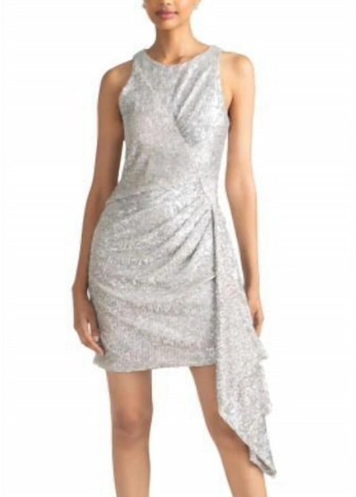Shoshanna Banks Dress In Silver Sequined In Multi