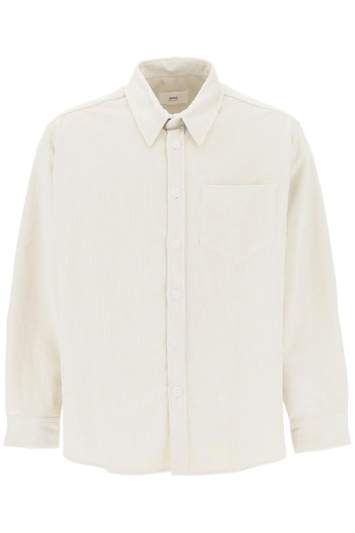 Ami Alexandre Mattiussi Cotton Corduroy Overshirt In White