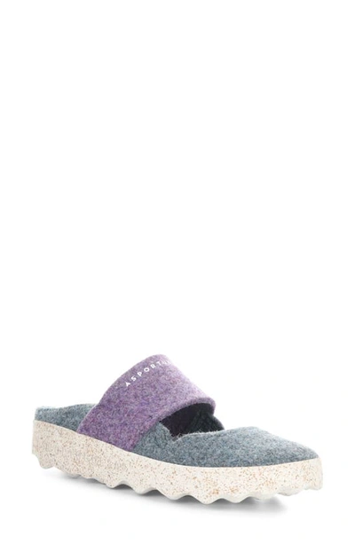 Asportuguesas By Fly London Canu Mule In Grey Blue/ Purple Felt