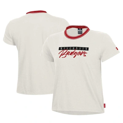 Under Armour White Wisconsin Badgers Iconic T-shirt In Cream