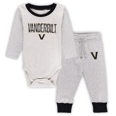 Wes & Willy Babies' Infant  Heather Gray Vanderbilt Commodores Two-piece Jie Jie Long Sleeve Bodysuit & Pants