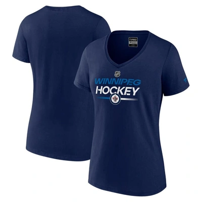 Fanatics Branded  Navy Winnipeg Jets Authentic Pro V-neck T-shirt