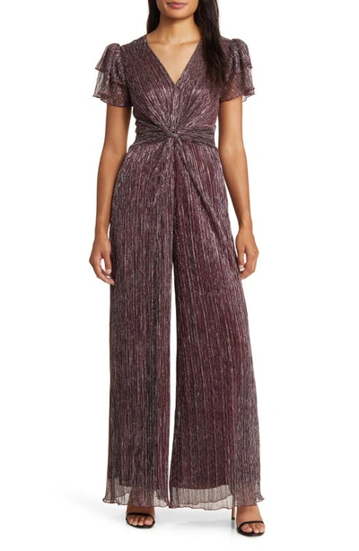 Vince Camuto Crinkle Metallic Wide Leg Jumpsuit In Wine ModeSens