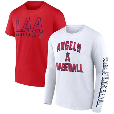 Fanatics Branded Red/white Los Angeles Angels Two-pack Combo T-shirt Set
