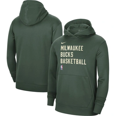 Nike Unisex  Hunter Green Milwaukee Bucks 2023/24 Performance Spotlight On-court Practice Pullover Ho