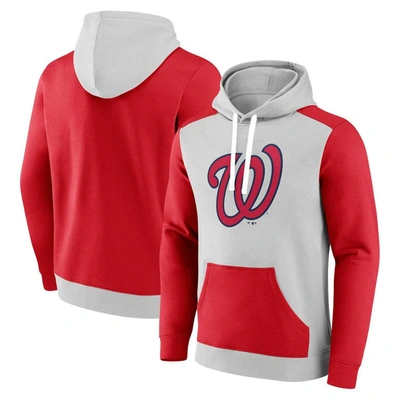 Fanatics Branded Gray/red Washington Nationals Arctic Pullover Hoodie In Gray,red