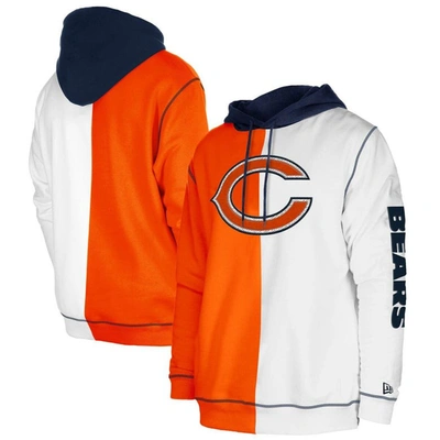 New Era Men's  Orange, White Chicago Bears Third Down Split Raglan Pullover Hoodie In Orange,white