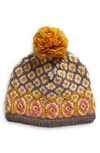French Knot Wool Pompom Beanie In Gray
