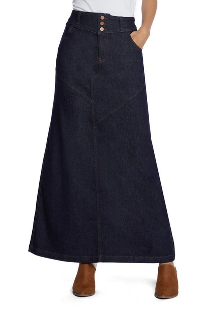 Wash Lab Denim Pieced Denim Maxi Skirt In Raw Denim