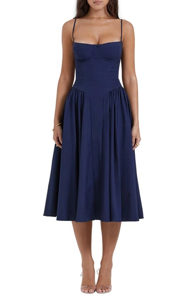 House Of Cb Samaria Corset Fit & Flare Dress In French Navy