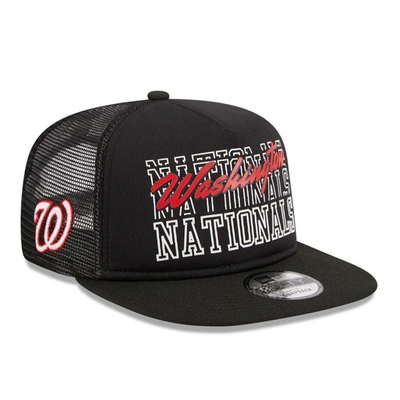 New Era Black Washington Nationals  Street Team A-frame Trucker 9fifty Snapback Hat