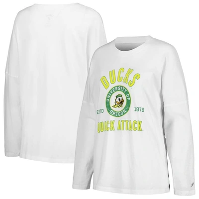 League Collegiate Wear White Oregon Ducks Clothesline Oversized Long Sleeve T-shirt